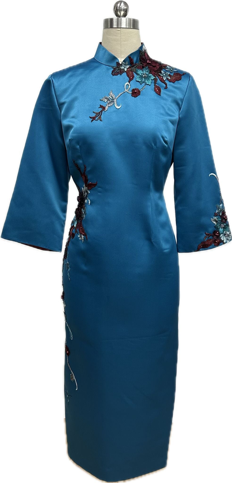 Annie Duchess Satin Sleeved Cheongsam