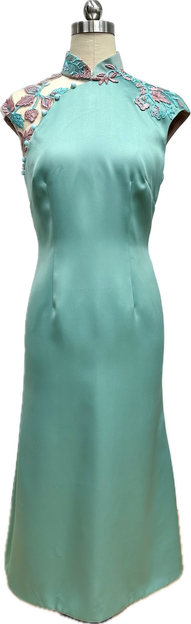 Allegra Duchess Satin Extended Sleeve Cheongsam