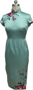 Alba Duchess Satin Cap Sleeve Cheongsam