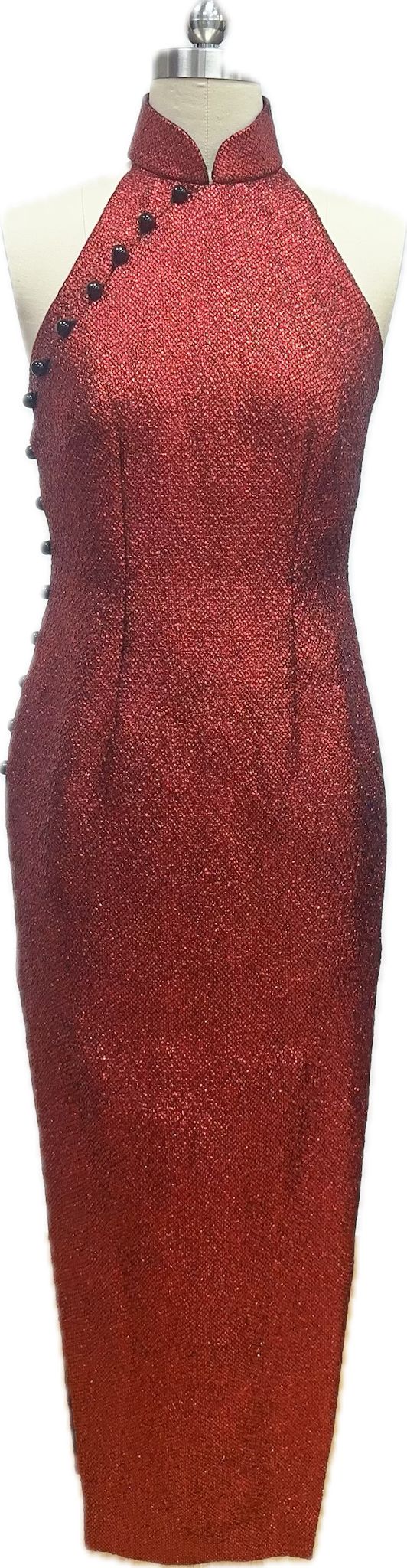 Avery Shimmering Tweed  Halter Cheongsam