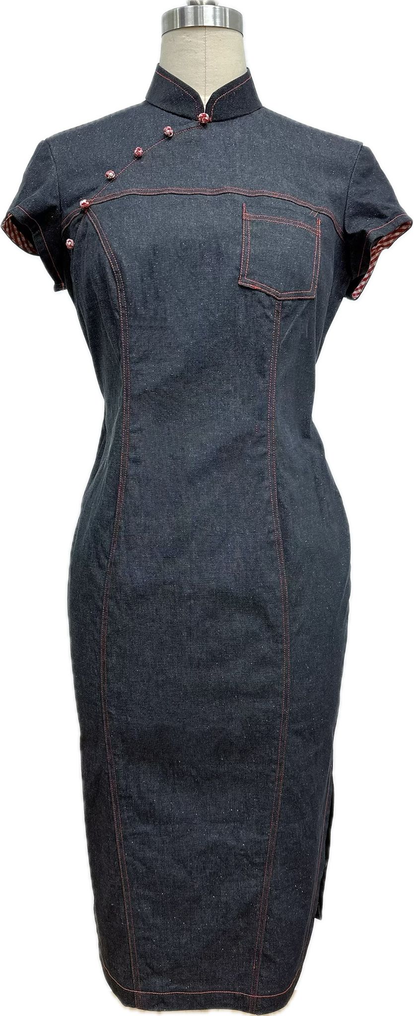 Freyja Denim Short Sleeve Cheongsam