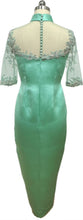Load image into Gallery viewer, Genevieve Satin Three-quarter lace sleeves Cheongsam
