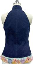 Load image into Gallery viewer, Beau Denim Batik Halter Neck Cheongsam Top
