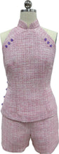 Load image into Gallery viewer, Iris Tweed Halter Two Piece Cheongsam Set
