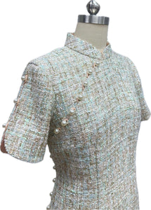 Brittany Tweed Short Sleeves Cheongsam