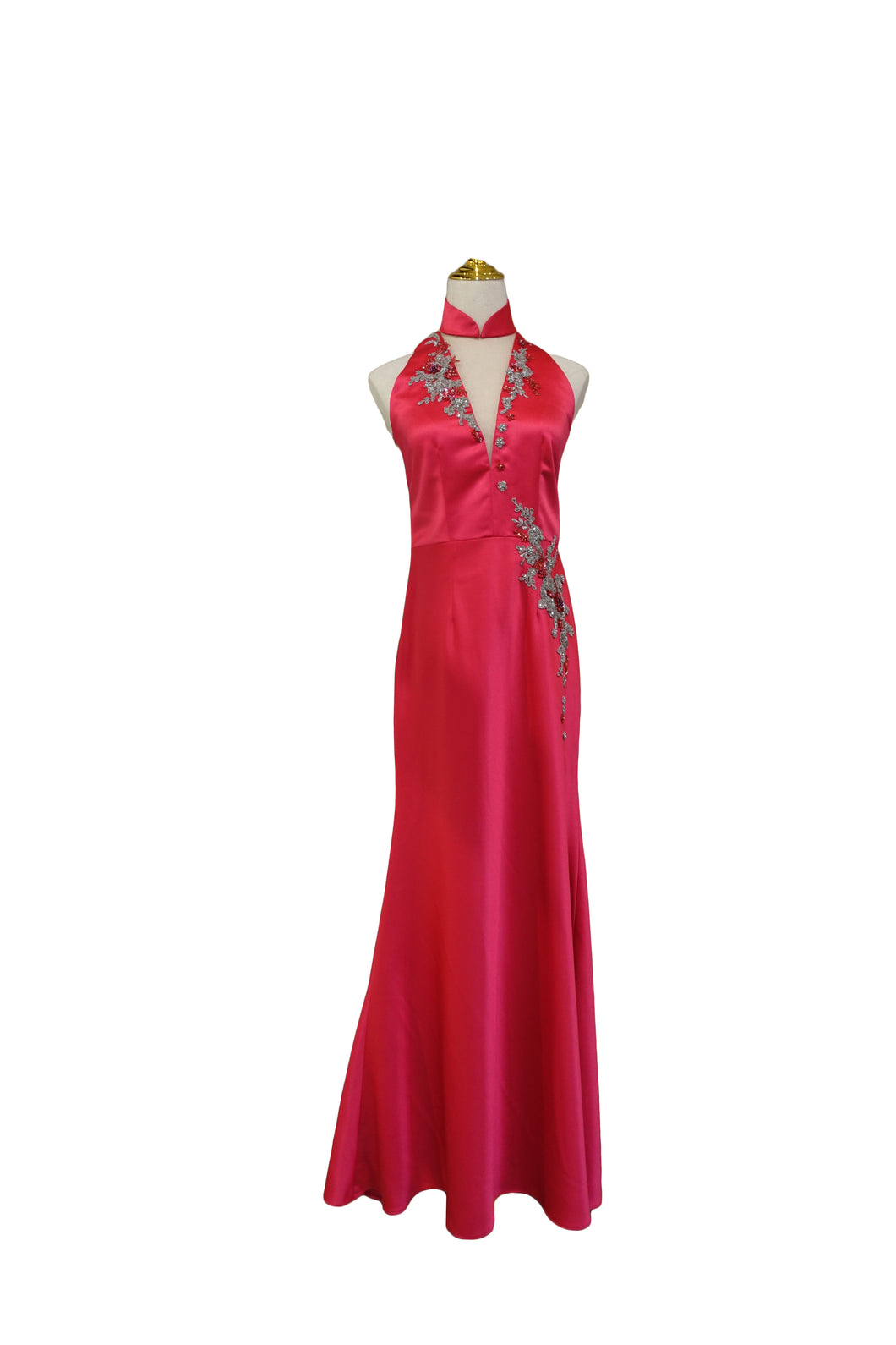 Bette Duchess Satin V-Neck Cheongsam